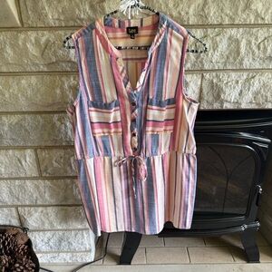 Lee Women's Striped Sleeveless Top - Multicolor Medium